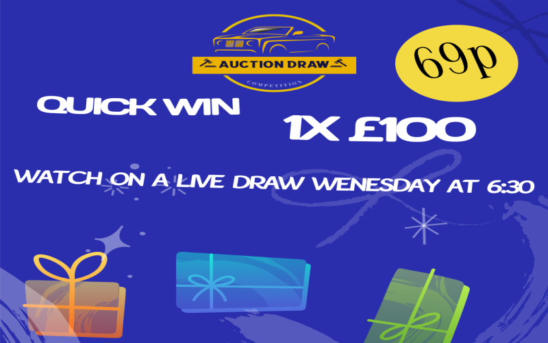 quick win, 1x £100 live draw wenesday 6:30pm