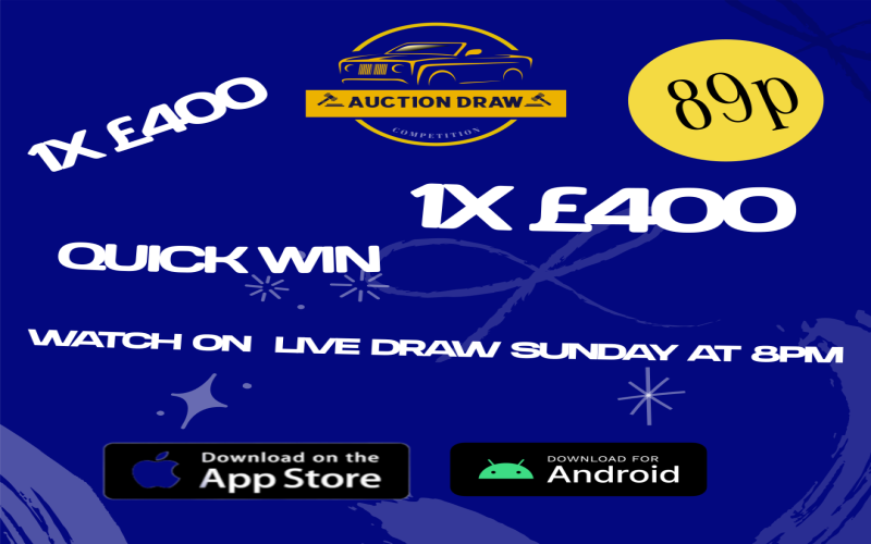 quick win, 1x £400 live draw sunday 8pm